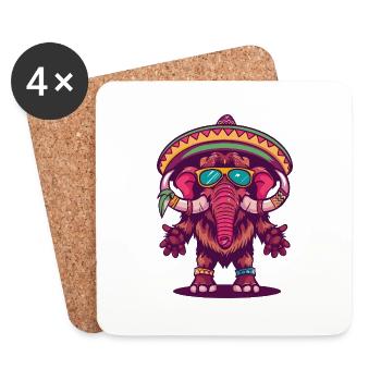 Mammoth Comic Funny Sombrero - Coasters (set of 4) - white - Front