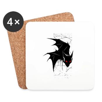 Nightmare Bat – Gothic Horror Vampire Creature Art - Coasters (set of 4) - white - Front