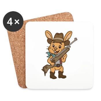 Cowboy // Rabbit // Young Shooter - Coasters (set of 4) - white - Front