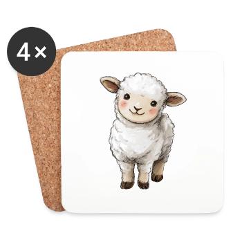 Cute Baby Sheep - Coasters (set of 4) - white - Front