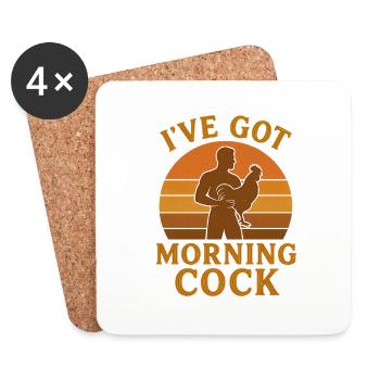 Ich Habe Einen Morgenhahn Humor Design - Untersetzer (4er-Set) - Weiß - Vorne