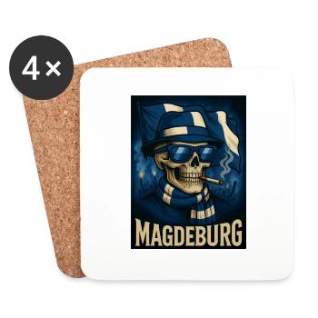 Magdebourg Ultras Skeleton Magdebourg Garçons - Dessous de verre (lot de 4) - blanc - Devant
