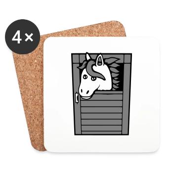 Horse Stable Pony Horse Peeps Cute - Coasters (set of 4) - white - Front