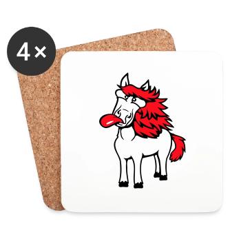 Horse Crazy Tongue Sticking Out Funny Silly - Coasters (set of 4) - white - Front