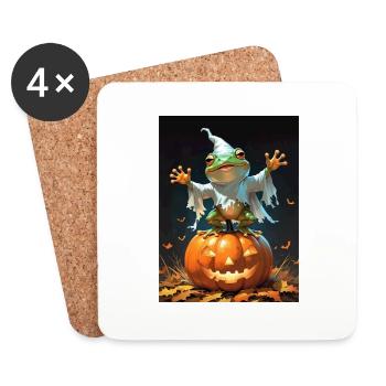 Halloween Frog Ghost Gift Idea - Coasters (set of 4) - white - Front
