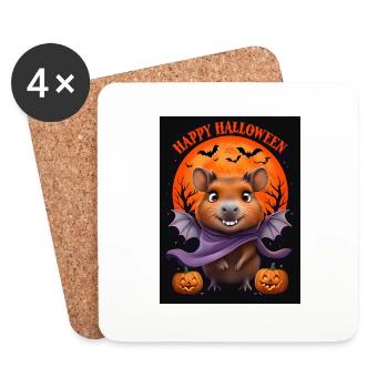 Halloween Capybara Ghost Gift Idea - Coasters (set of 4) - white - Front