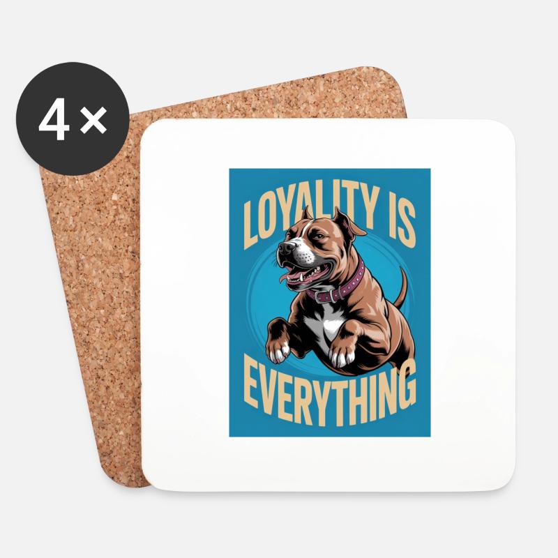 Dogo Canario mit „Loyality is everything“ - Untersetzer (4er-Set) - Weiß