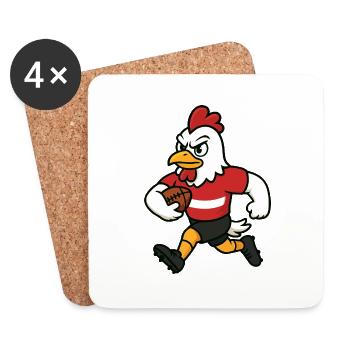Football au poulet - Dessous de verre (lot de 4) - blanc - Devant