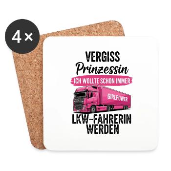 LKW-Fahrerin: Vergiss Prinzessin - Untersetzer (4er-Set) - Weiß - Vorne