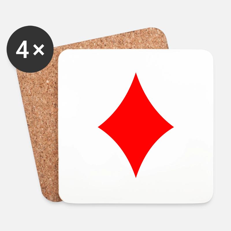 Karo - Poker - Untersetzer (4er-Set) - Weiß