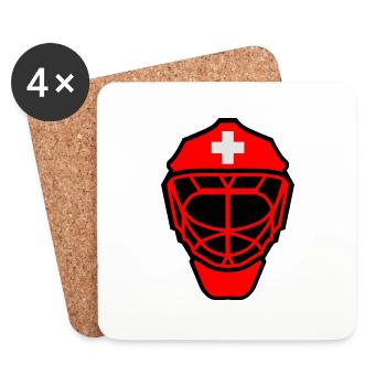 Hockey Goalie Maske Schweiz - Untersetzer (4er-Set) - Weiß - Vorne