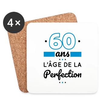 Anniversaire 60 ans - 60 ans âge de la perfection - Dessous de verre (lot de 4) - blanc - Devant