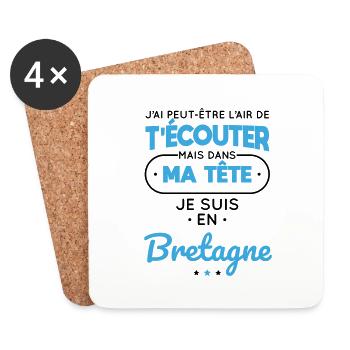 Dans ma tête je suis en Bretagne - Dessous de verre (lot de 4) - blanc - Devant