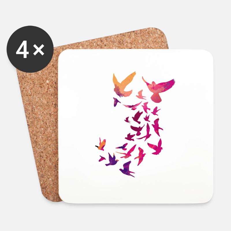 tauben,taube,vögel,vogelschwarm,bunt,graffiti, - Untersetzer (4er-Set) - Weiß