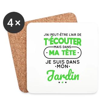 Jardinage - Dans ma tête je suis dans mon jardin - Dessous de verre (lot de 4) - blanc - Devant