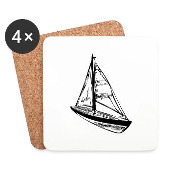 Kleines Segelboot mit Segeln - Untersetzer (4er-Set) - Weiß - Vorne