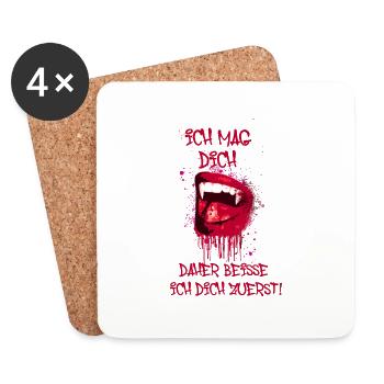 Ich mag Dich daher beisse ich Dich zuerst,vampir - Untersetzer (4er-Set) - Weiß - Vorne