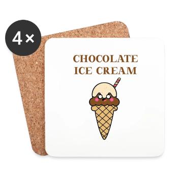 Crème glacée au chocolat Gesechenkidee Eis Schokolade - Dessous de verre (lot de 4) - blanc - Devant