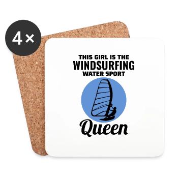 Windsurfing Girl Windsurf Windsurfer Water Sport - Coasters (set of 4) - white - Front