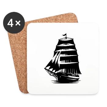 Altes Segelschiff mit gesetzten Segeln - Untersetzer (4er-Set) - Weiß - Vorne