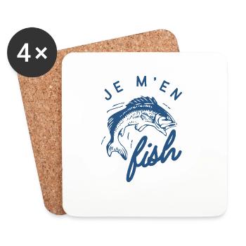 T-shirt pour Pêcheur-Je m'en fish - Dessous de verre (lot de 4) - blanc - Devant