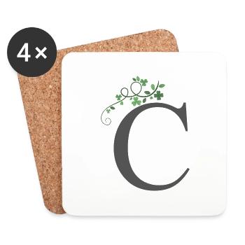 C avec trèfles - Dessous de verre (lot de 4) - blanc - Devant