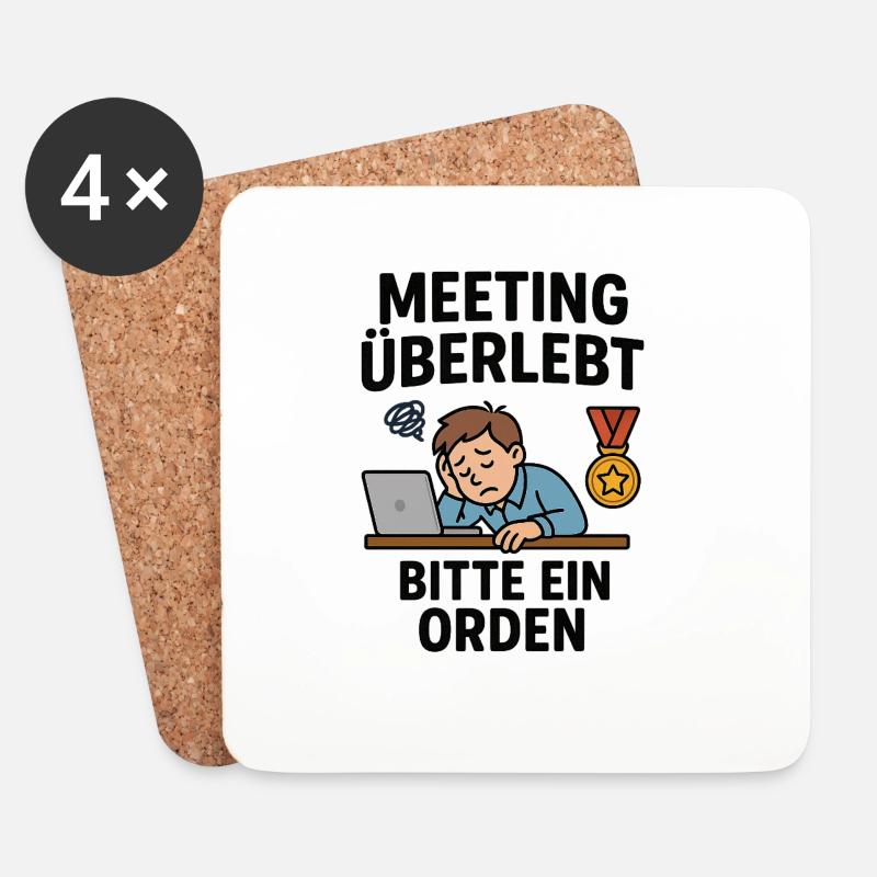 Meeting Überlebt Bitte Orden - Untersetzer (4er-Set) - Weiß