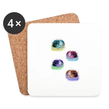 cochon d’Inde, graffiti, peinture, coloré, pop-art - Dessous de verre (lot de 4) - blanc - Devant