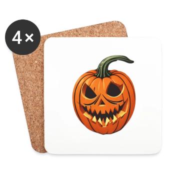 Halloween Kürbis - Untersetzer (4er-Set) - Weiß - Vorne