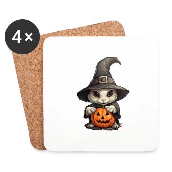 Halloween Hexenhäschen - Untersetzer (4er-Set) - Weiß - Vorne