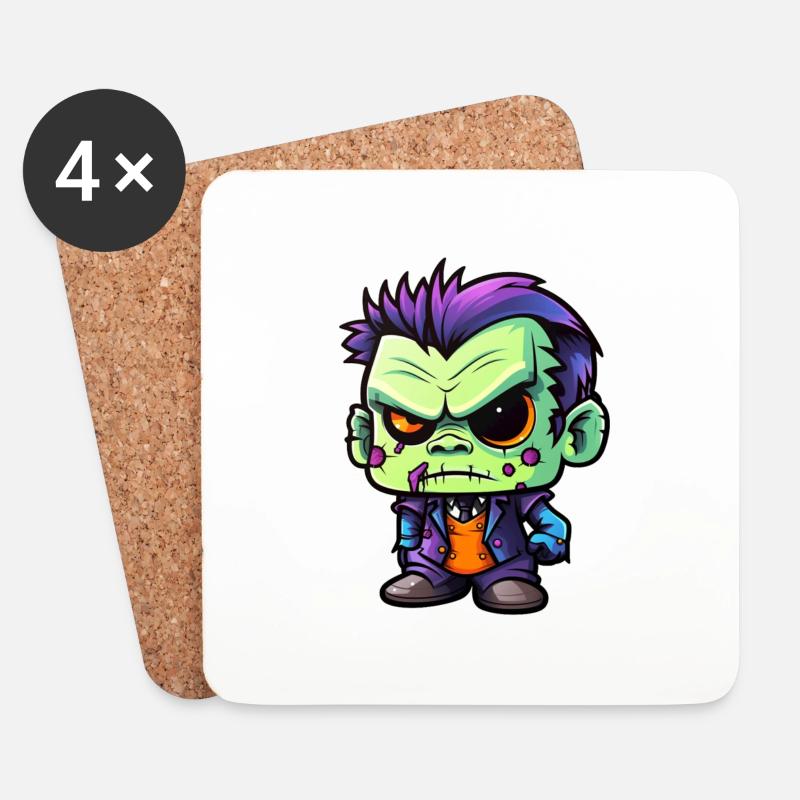 Monster im Chibi Look - Untersetzer (4er-Set) - Weiß