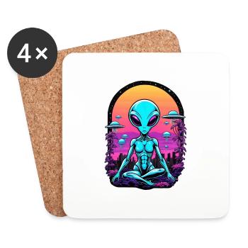 Alien Meditation - Coasters (set of 4) - white - Front