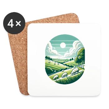Yorkshire Countryside Scenic Design - Coasters (set of 4) - white - Front