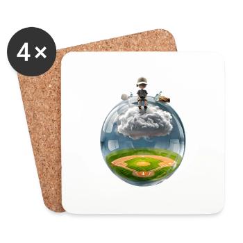Surreale Glaskugel mit Baseballfeld - Untersetzer (4er-Set) - Weiß - Vorne