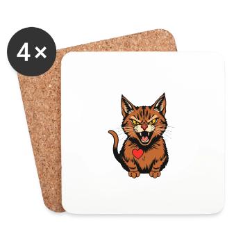 Anime Cat with heart Photo - Untersetzer (4er-Set) - Weiß - Vorne