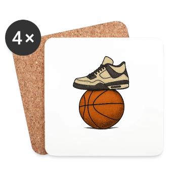 Sneaker Over Basketball Street Art - Dessous de verre (lot de 4) - blanc - Devant