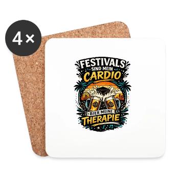 Festivals Cardio – Bier Therapie - Untersetzer (4er-Set) - Weiß - Vorne