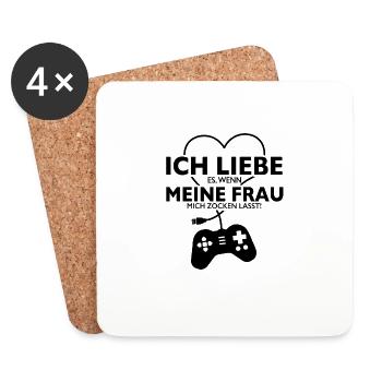 ICH LIEBE Meine Frau Zocken Gamer Lustig T-Shirt - Untersetzer (4er-Set) - Weiß - Vorne