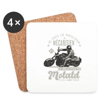 Motard le meilleur mécanisien cadeau cool - Dessous de verre (lot de 4) - blanc - Devant
