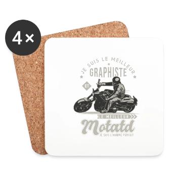 Motard le meilleur graphiqte cadeau cool - Dessous de verre (lot de 4) - blanc - Devant