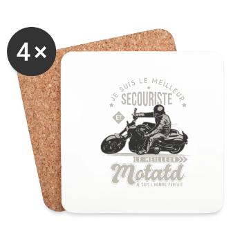 Motard le meilleur secouriste cadeau cool - Dessous de verre (lot de 4) - blanc - Devant
