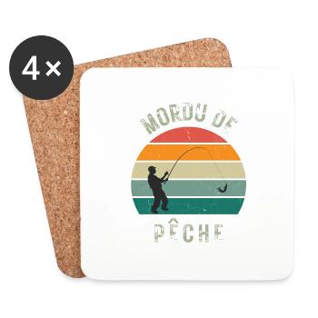 Mordu de pêche 1 - Dessous de verre (lot de 4) - blanc - Devant