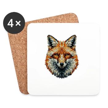 Fuchs im Mosaik-Stil - Untersetzer (4er-Set) - Weiß - Vorne