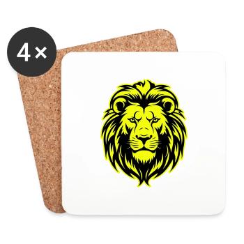 Lion Head Portrait Icon - Coasters (set of 4) - white - Front