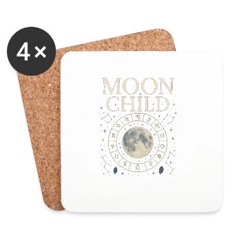 Moon Child – Mystic Spiritual Shirt with Mon - Coasters (set of 4) - white - Front