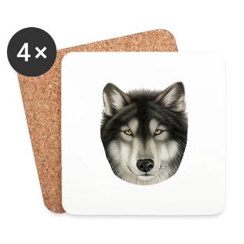 Wolf - Coasters (set of 4) - white - Front