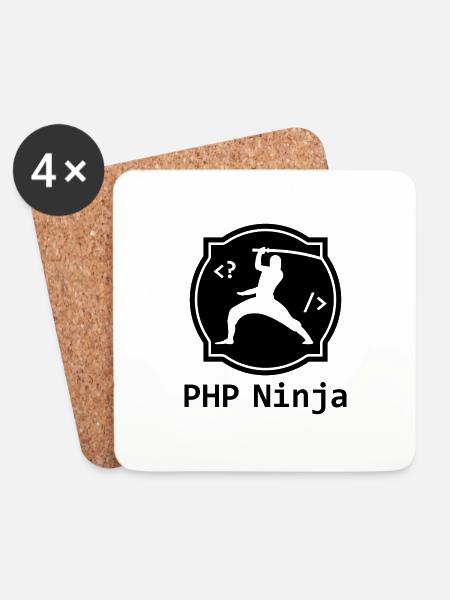 PHP Ninja - PHP Programmierer Coder Nerd Webdesign - Untersetzer (4er-Set) - Weiß
