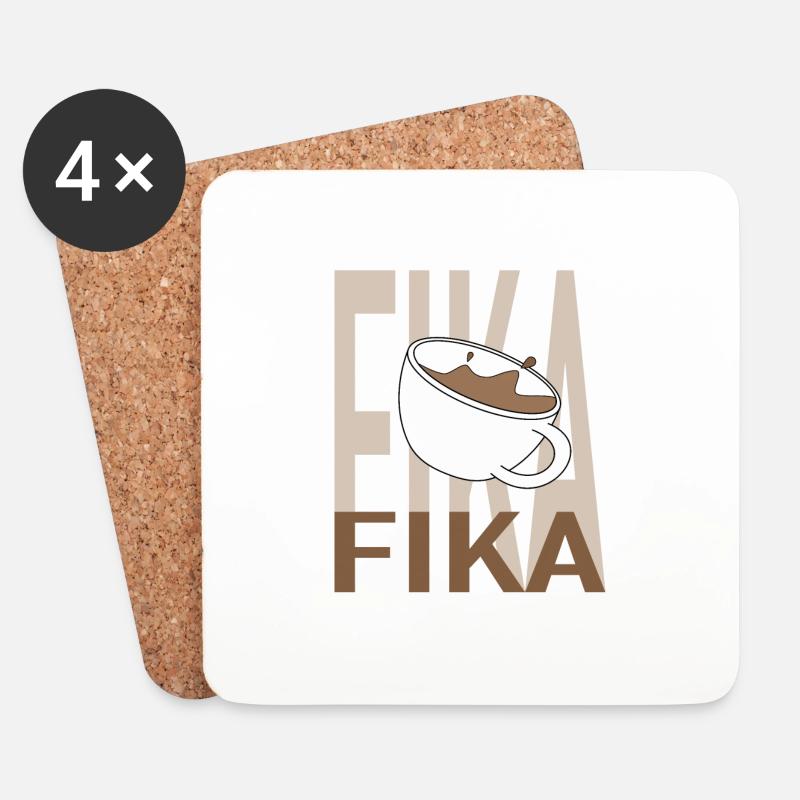Fika Kaffee Pause Schwedisch - Untersetzer (4er-Set) - Weiß