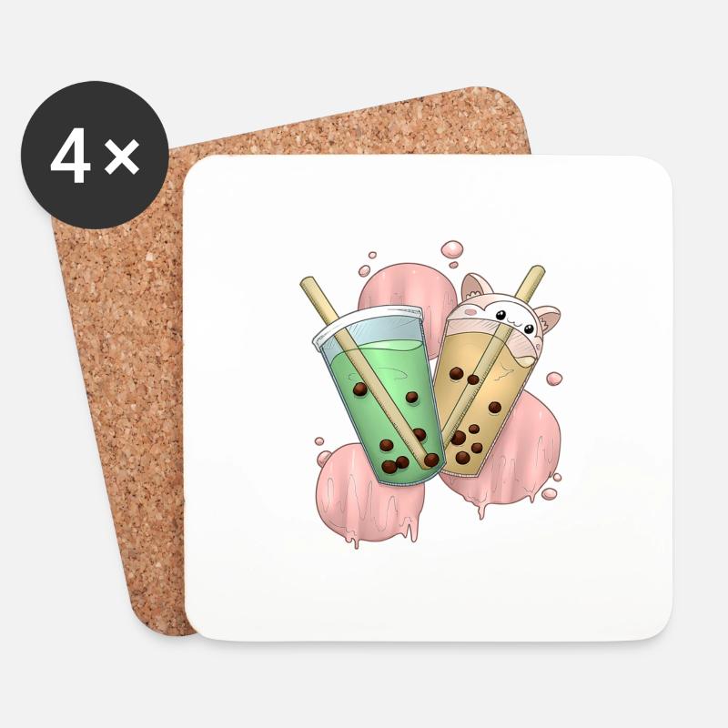 Bubble Tea 2 - Untersetzer (4er-Set) - Weiß