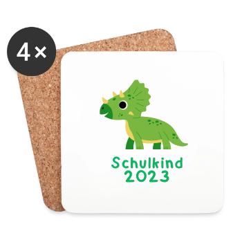 Schulkind 2023 Dino - Untersetzer (4er-Set) - Weiß - Vorne